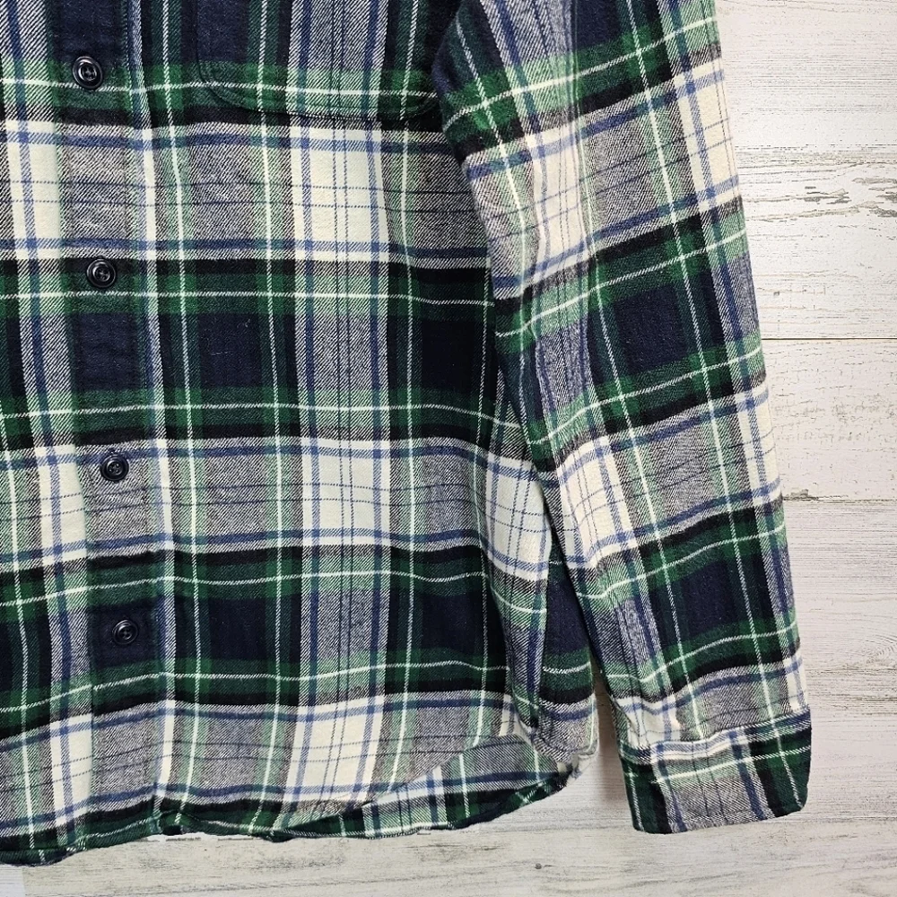 J. Crew Men's Double Brushed Plaid Button Down Shirt Sz Large Mid-Weight Flannel